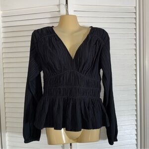 Boho Festival Sam Edelman Top Small Black Peplum Balloon Sleeve Whimsigoth